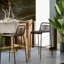 Kave Home Barkruk Lambton Zwart Touw Zwart Onderstel