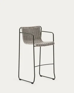 Kave Home Barkruk Maurina Groen Ecru en Grijs Touw 74,5cm