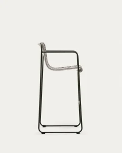 Kave Home Barkruk Maurina Groen Ecru en Grijs Touw 74,5cm