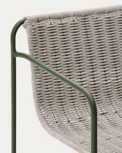 Kave Home Barkruk Maurina Groen Ecru en Grijs Touw 74,5cm