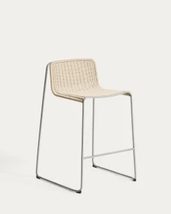 Kave Home Barkruk Tavari Touw RVS Beige