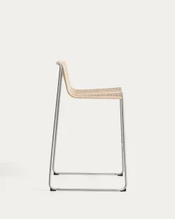 Kave Home Barkruk Tavari Touw RVS Beige