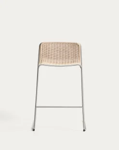 Kave Home Barkruk Tavari Touw RVS Beige