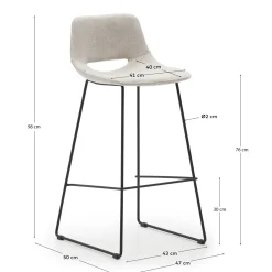 Kave Home Barkruk Zahara Beige/Zwart