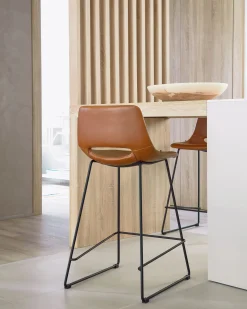 Kave Home Barkruk Zahara Bruin Synthetisch Leer