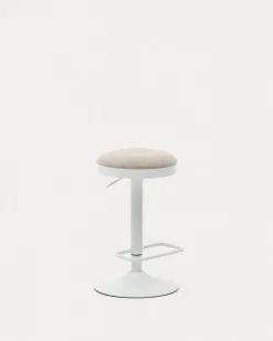 Kave Home Barkruk Zaib Chenille Beige Verstelbaar