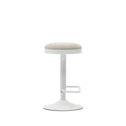 Kave Home Barkruk Zaib Chenille Beige Verstelbaar