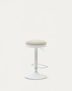 Kave Home Barkruk Zaib Chenille Beige Verstelbaar