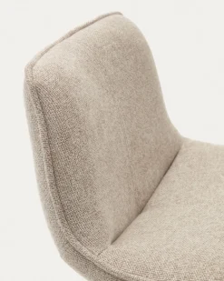 Kave Home Barkruk Zenda Beige Chenille Verstelbaar