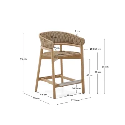 Kave Home Barstoel Arinella Acaciahout Naturel 65cm