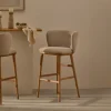 Kave Home Barstoel Ciselia Beige Chenille Essenhout Naturel 65cm