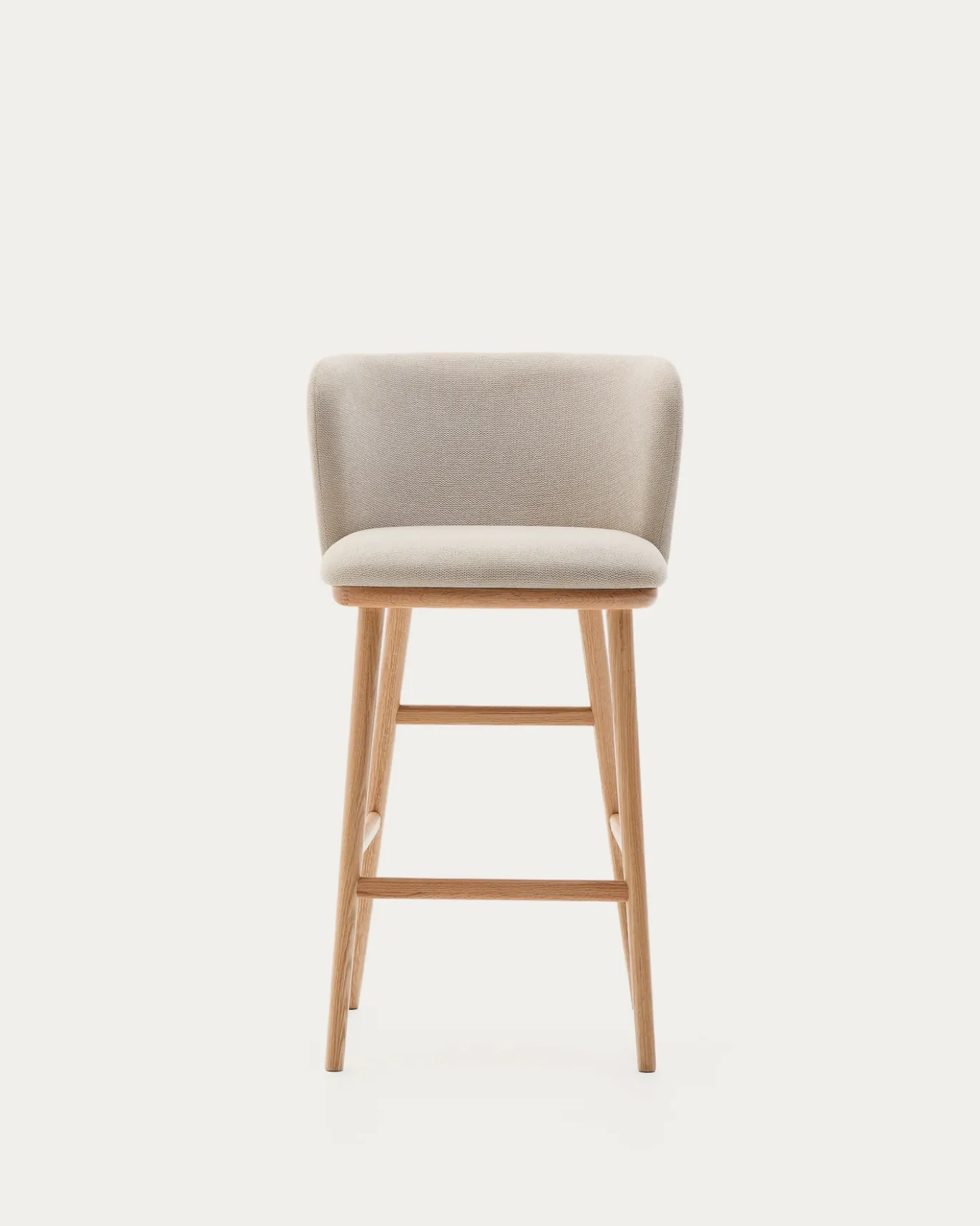 Kave Home Barstoel Ciselia Beige Chenille Essenhout Naturel 65cm
