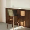 Kave Home Barstoel Ciselia Chenille Donkergroen/Walnoot