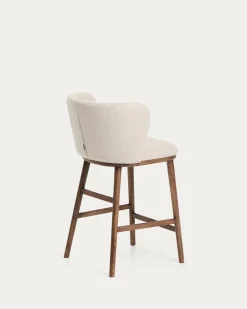 Kave Home Barstoel Ciselia Chenille Beige/Walnoot