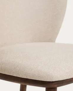 Kave Home Barstoel Ciselia Chenille Beige/Walnoot