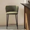 Kave Home Barstoel Ciselia Chenille Donkergroen/Zwart