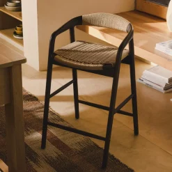 Kave Home Barstoel Derile Eiken Walnoot/Beige