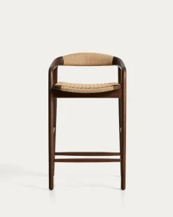 Kave Home Barstoel Derile Eiken Walnoot/Beige
