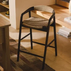Kave Home Barstoel Derile Eiken Walnoot/Beige