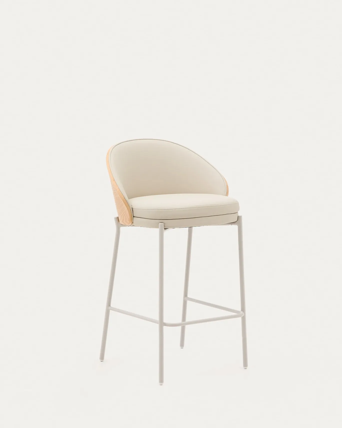 Kave Home Barstoel Eamy Beige Kunstleer Essenfineer Naturel