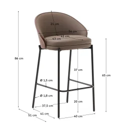 Kave Home Barstoel Eamy Bruin Kunstleer Essenfineer Walnoot
