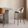 Kave Home Barstoel Eamy Lichtgrijs Chenille Essenhoutfineer Naturel