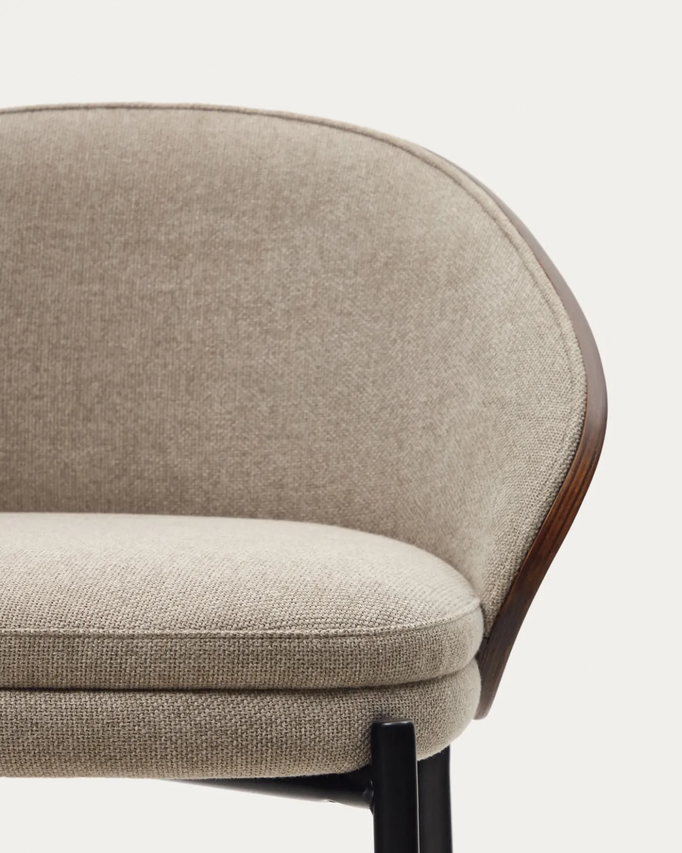 Kave Home Barstoel Eamy Lichtbruin Chenille Essenhoutfineer Bruin