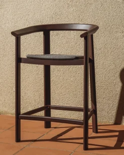Kave Home Barstoel Erice Aluminium/Touw Donkerbruin