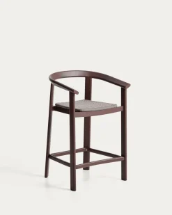 Kave Home Barstoel Erice Aluminium/Touw Donkerbruin