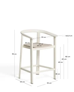 Kave Home Barstoel Erice Aluminium/Touw Beige