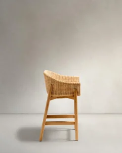 Kave Home Barstoel Galea Teakhout en Rotan 65cm