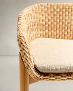 Kave Home Barstoel Galea Teakhout en Rotan 65cm