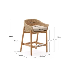 Kave Home Barstoel Galea Teakhout en Rotan 65cm
