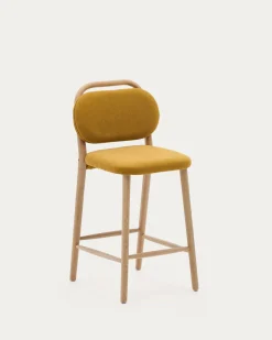 Kave Home Barstoel Helda Chenille Mosterd