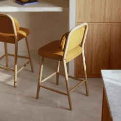 Kave Home Barstoel Helda Chenille Mosterd