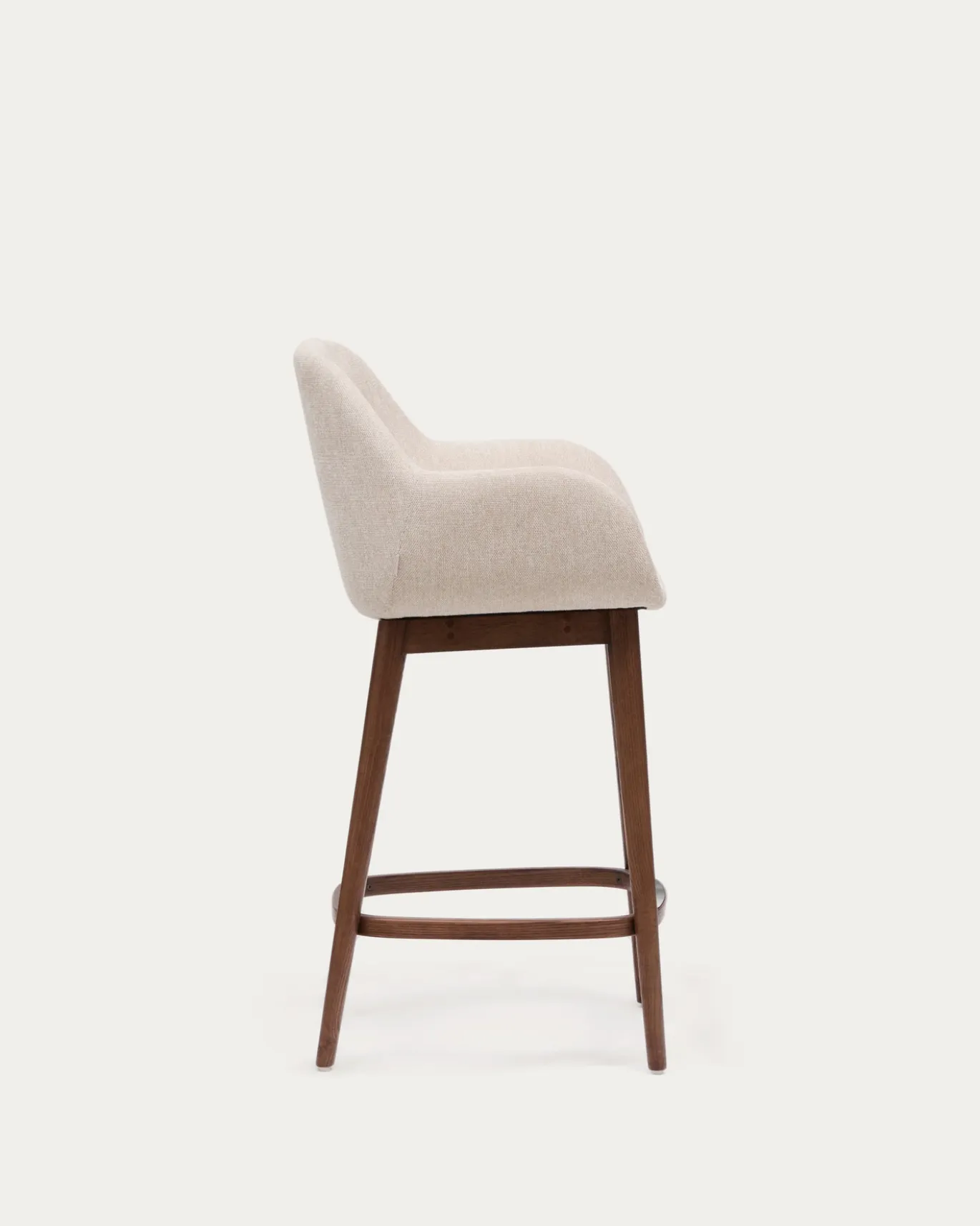 Kave Home Barstoel Konna Beige met Essenhouten Poten Donker 65cm