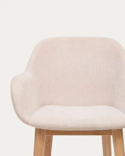 Kave Home Barstoel Konna Beige met Essenhouten Poten Licht 65cm