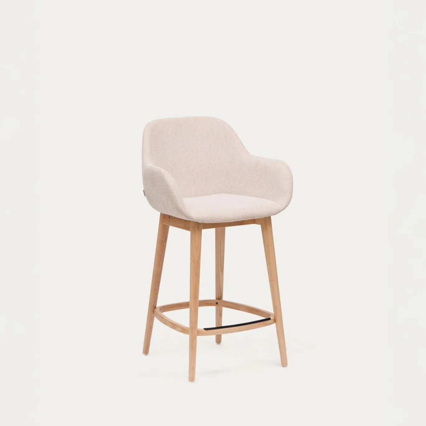 Kave Home Barstoel Konna Beige met Essenhouten Poten Licht 65cm
