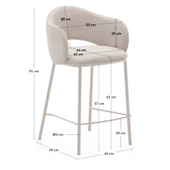 Kave Home Barstoel Maina Beige Chenille 65cm