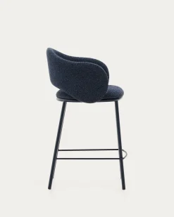 Kave Home Barstoel Maina Blauw Chenille 65cm