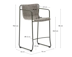 Kave Home Barstoel Maurina Outdoor Grijs/Groen