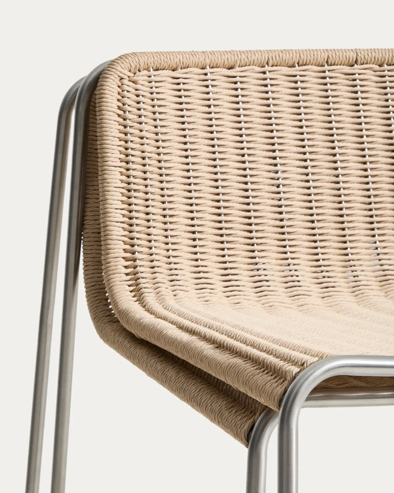 Kave Home Barstoel Tavari Touw RVS Beige