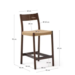 Kave Home Barstoel Yalia Eikenhout Walnoot Met Rugleuning 65cm