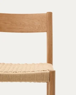 Kave Home Barstoel Yalia Eikenhout Naturel Met Rugleuning 65cm