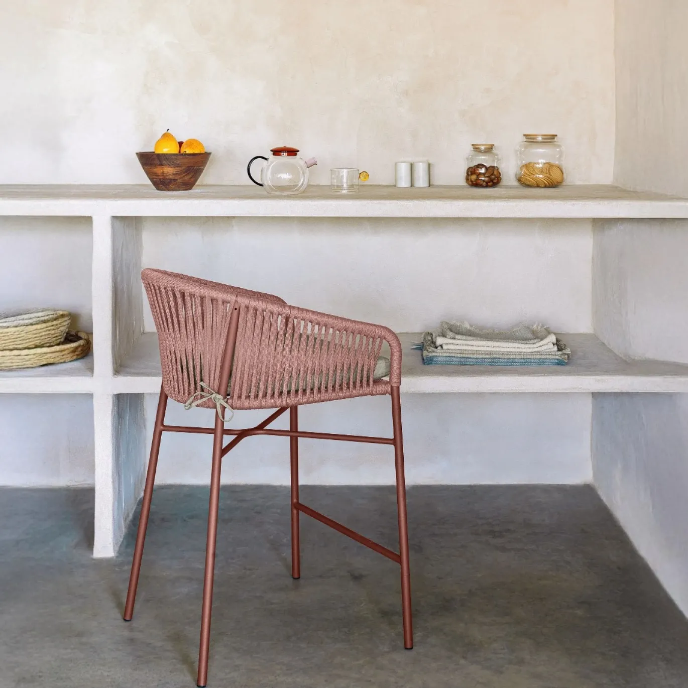 Kave Home Barstoel Yanet Terracotta Touw