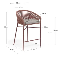 Kave Home Barstoel Yanet Terracotta Touw