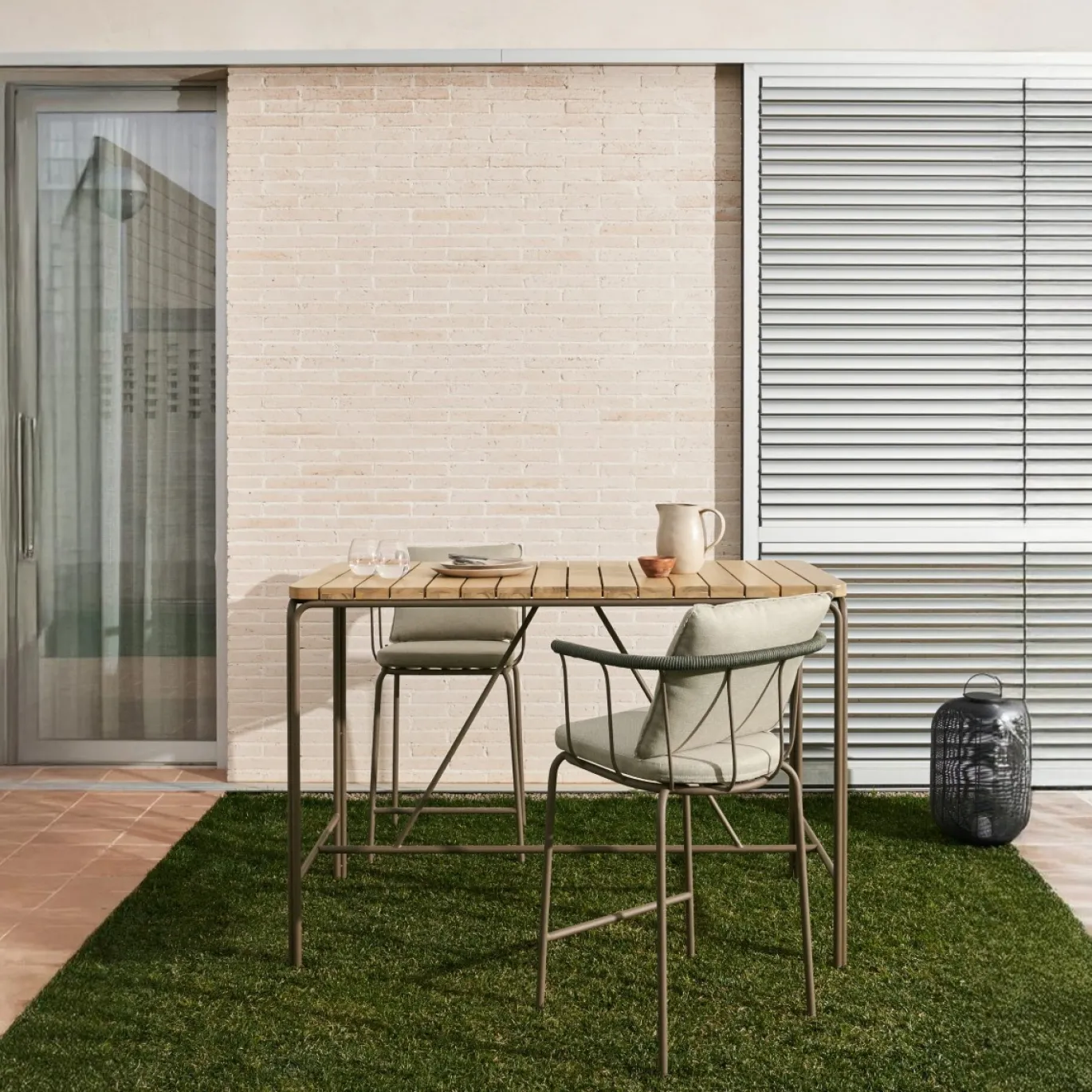 Kave Home Bartafel Salguer Acaciahout en Bruin Staal 140x70cm