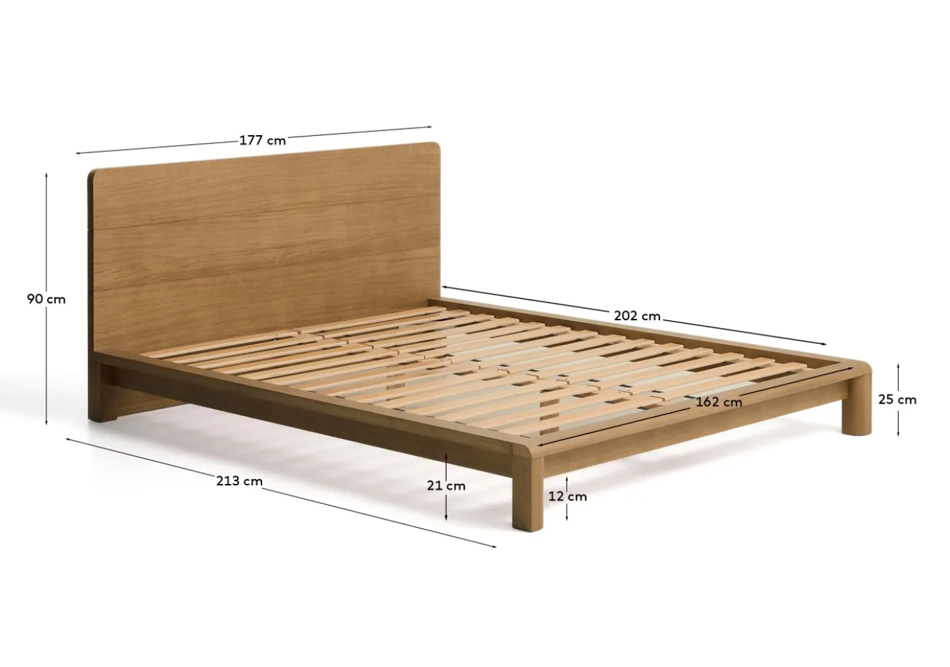 Kave Home Bed Arelida Eiken Lichtbruin 160x200cm