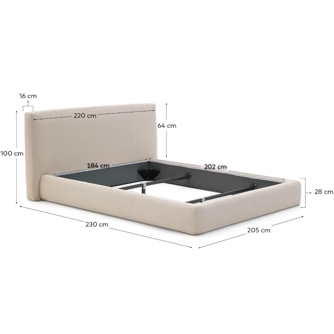 Kave Home Bed Blok Beige 180x200cm