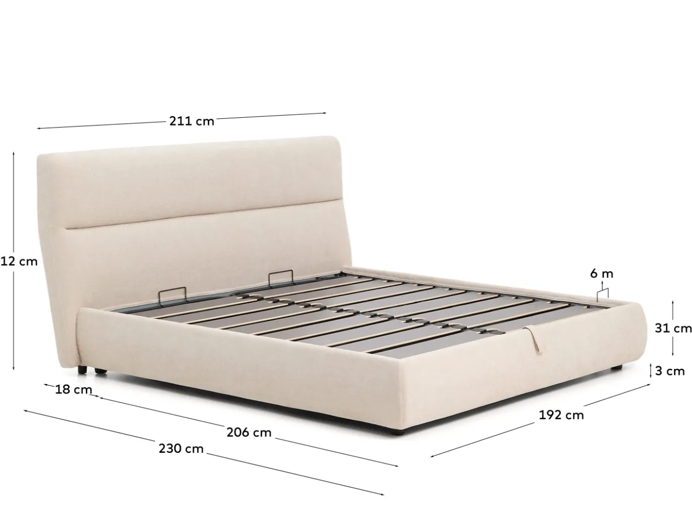 Kave Home Bed Dafra Chenille Beige 180x200cm